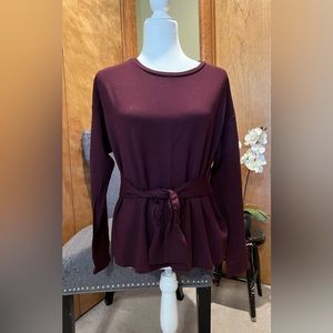 Express Women’s Long Sleeve Top Front Tie Purple Burgundy Maroon Size Medium